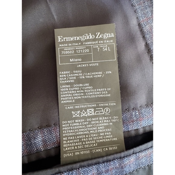 Ermenegildo Zegna Blazer - Cashmere Silk And Linen Blue With White And Burgundy - Picture 13 of 15